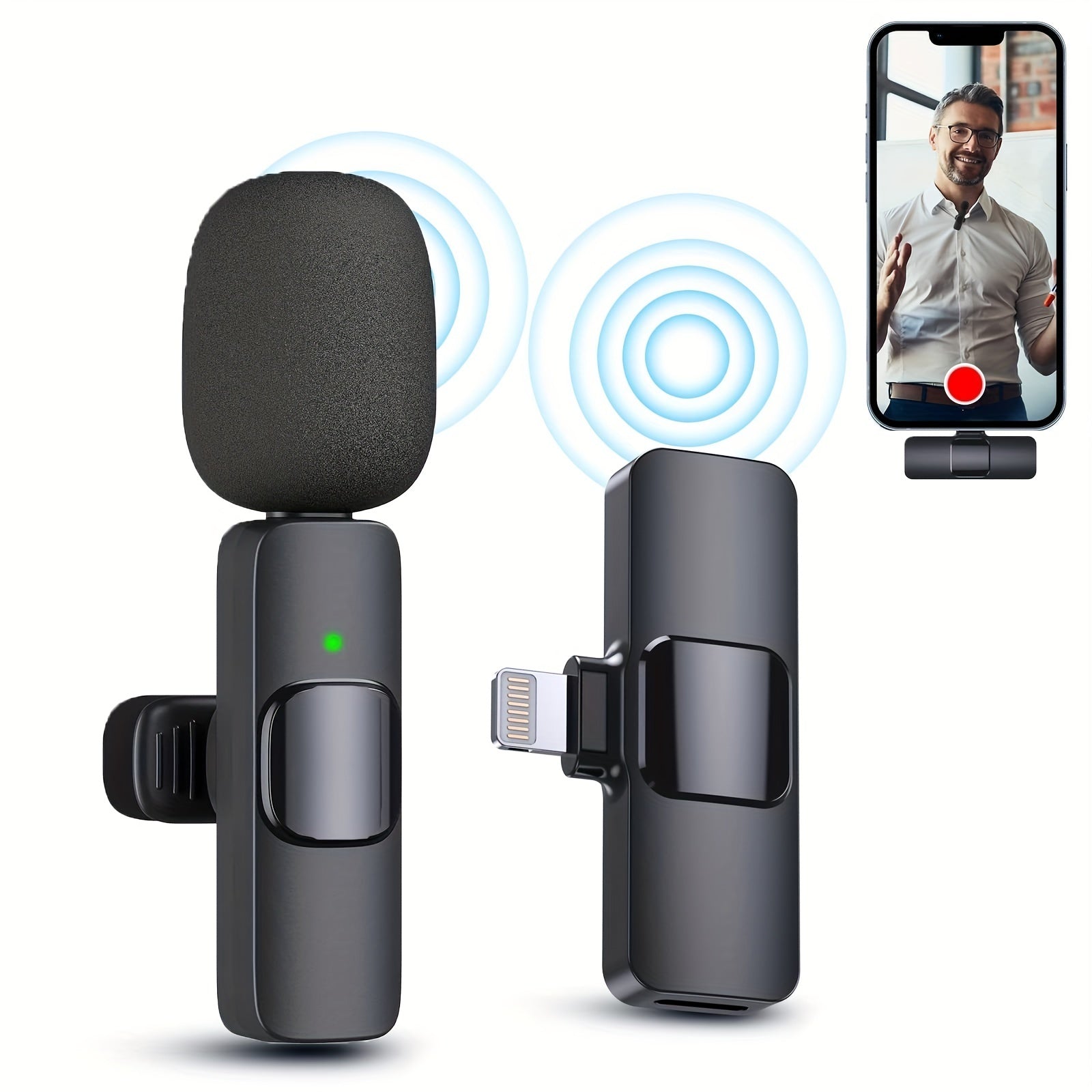 Wireless Lavalier Lapel Microphone For IPhone IPad Professional Wireless Clip Mic - Cordless Omnidirectional Condenser Recording Mic For Interview Video Podcast Vlog YouTube Wireless Lavalier Lapel Microphone For IPhone IPad Professional Wireless Clip Mic - Cordless Omnidirectional Condenser Recording Mic For Interview Video Podcast Vlog YouTube